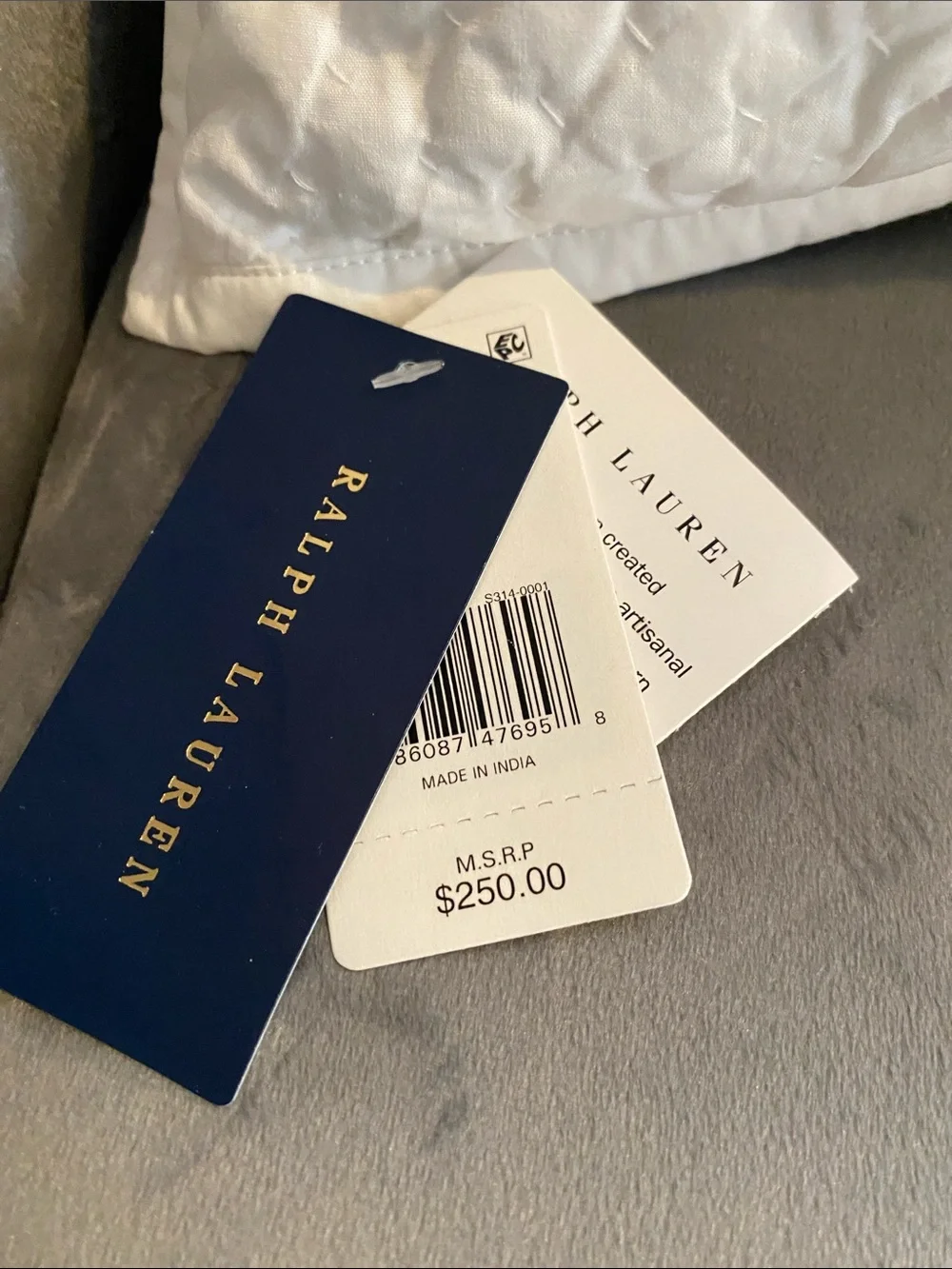 Ralph Lauren Cream Quilted Floral Euro Feather Pillow & 100% Cotton Pillow Sham